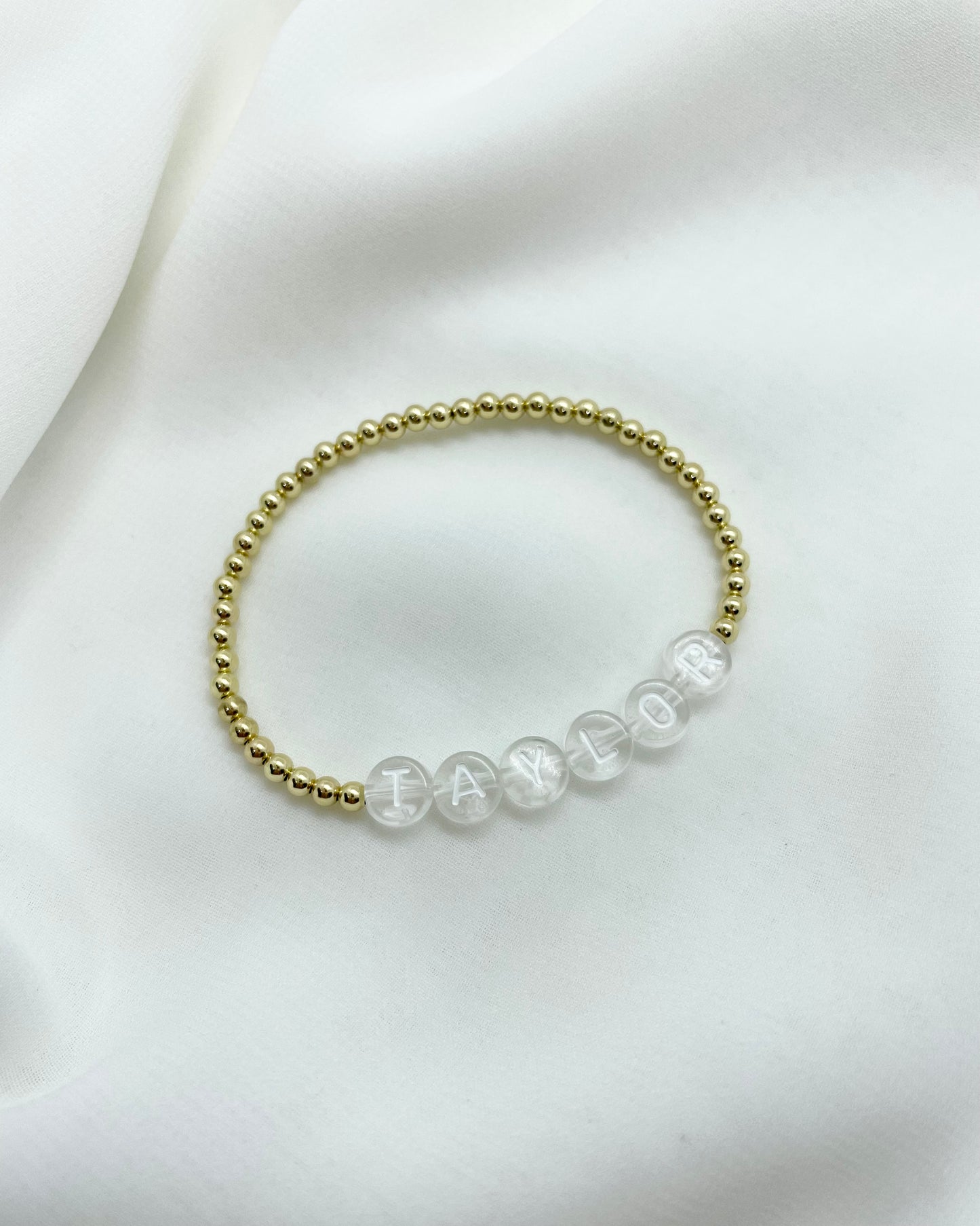 The Name Bracelet- Clear Beads